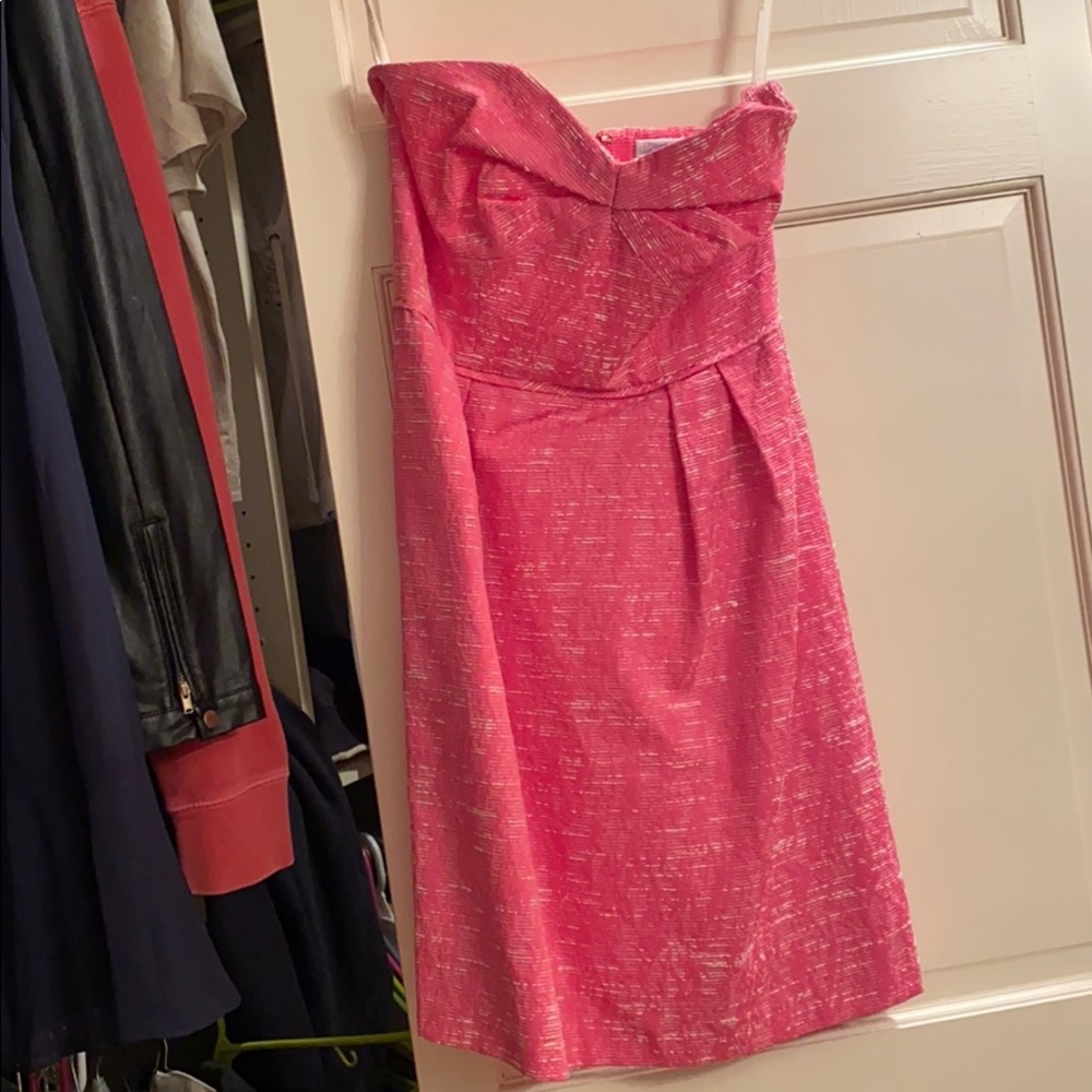 Strapless pink mini dress
